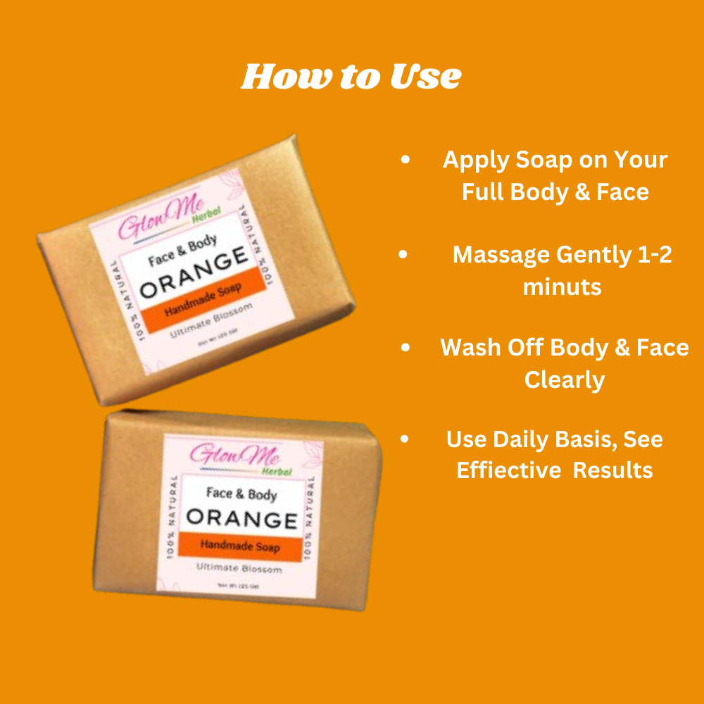 Orange Handmade Soaps for Skin Smooth & Detoxify for Men/Women Pack-2