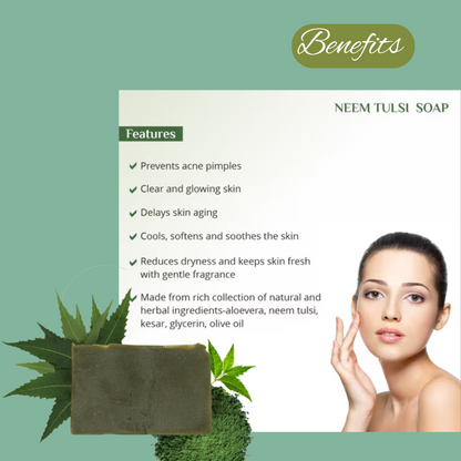 Neem Tulsi Ayurvedic Handmade  Soap Pack- 2